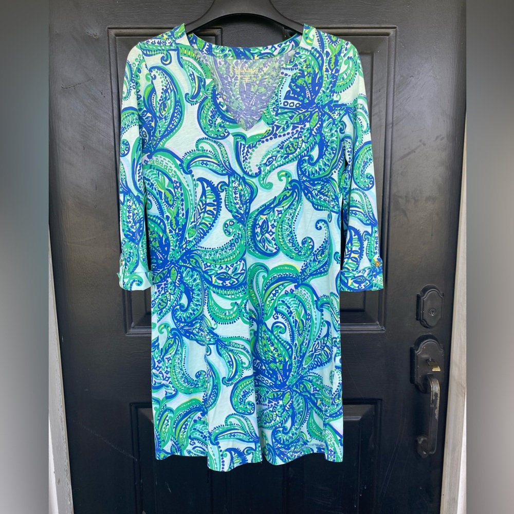 Lilly Pulitzer Rossmore Paisley 3/4 Sleeves Dress Size M